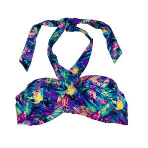 Victoria's Secret PINK Bikini Top Multi-Color Padded Halter‎ Tie Swim Women's S